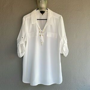 Calvin Klein White collared blouse XL
